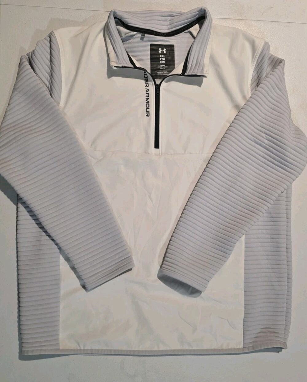 Under Armour Sweatshirt Men’s 2XL White Gray Quarter Zip Mock Neck Golf